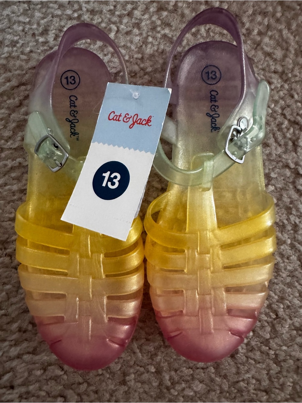 Cat & Jack Kids' Ombre Jelly Sandals in Yellow, Pink and Green